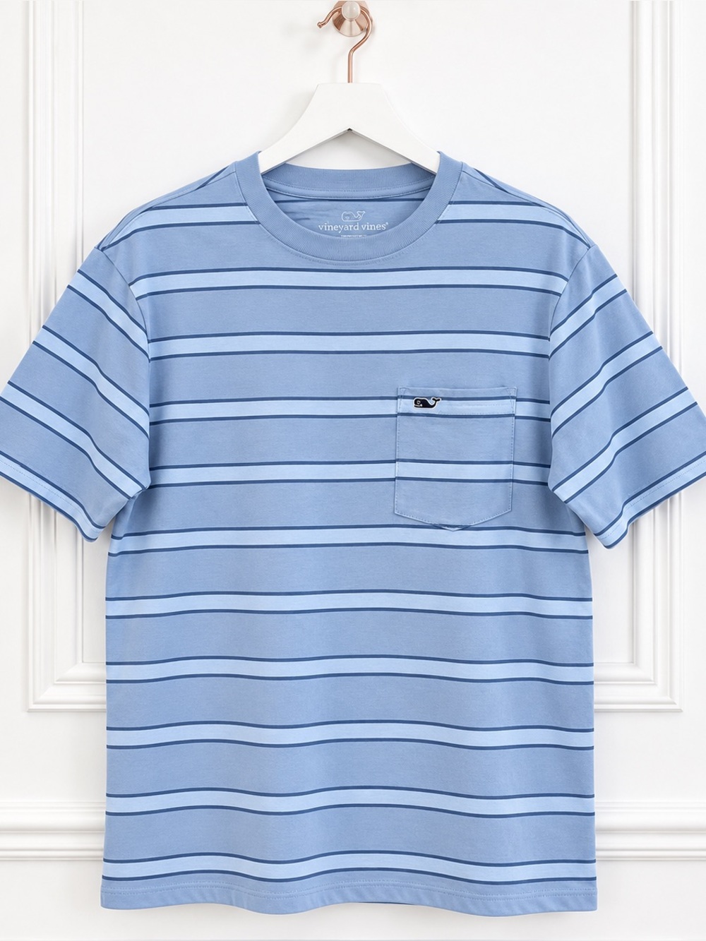 NWT Vineyard Vines Mens XS Blue Striped Cotton Pocket Short Sleeve Tee T Shirt